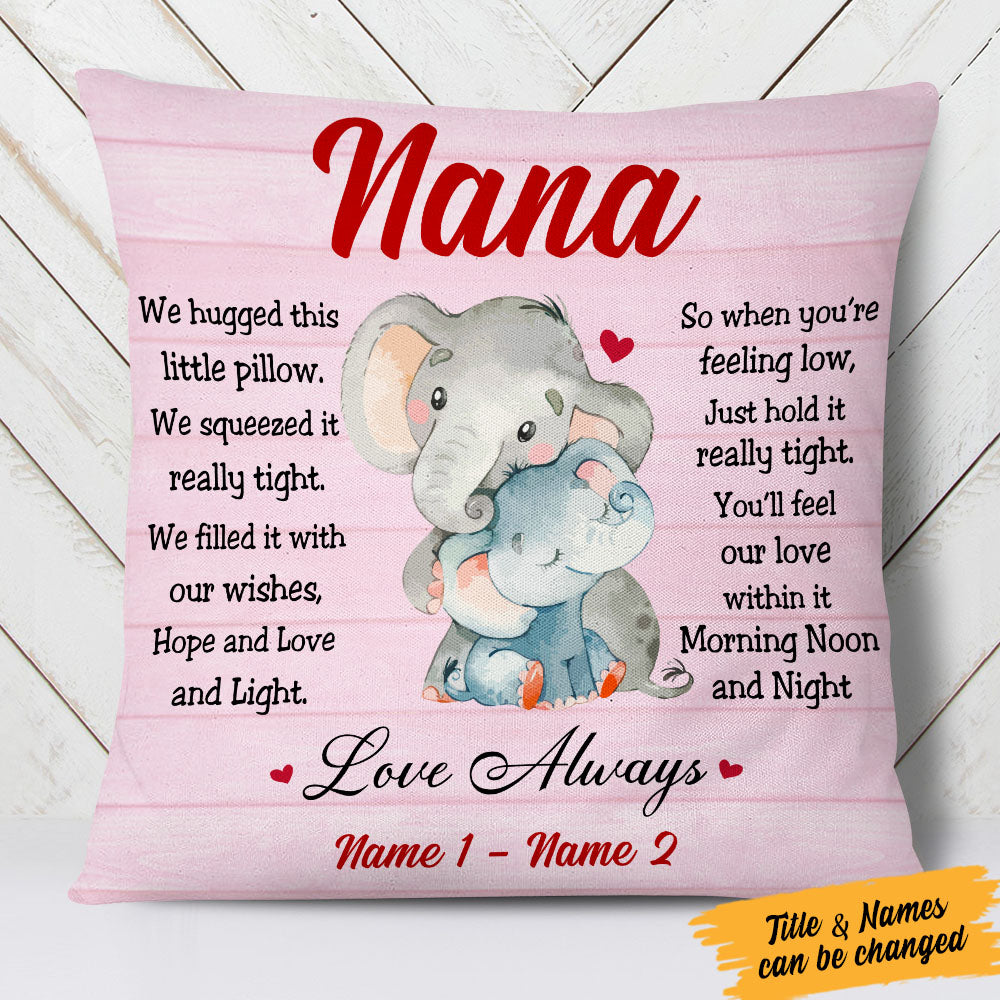 Personalized Elephant Gift For Grandma  Pillow