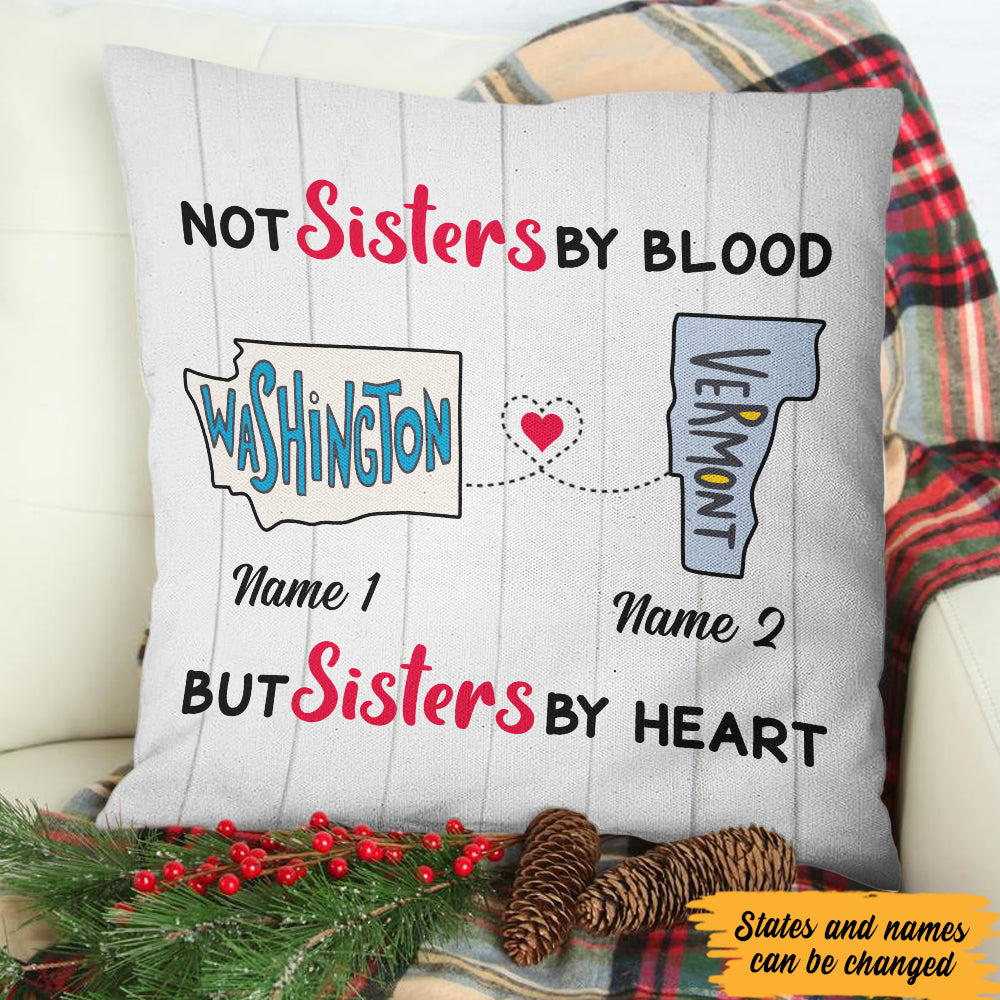 Personalized Sisters At Heart Long Distance  Pillow