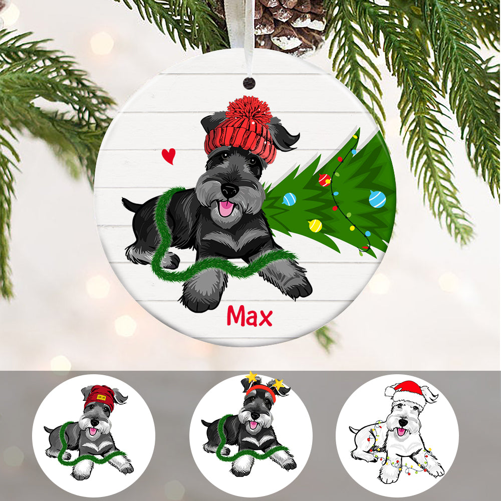 Personalized Schnauzer Dog Christmas Light  Ornament