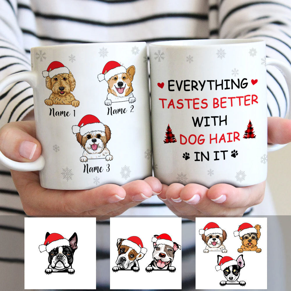 Personalized Everything Tastes Better with Dog Hair Christmas Mug - Thegiftio UK