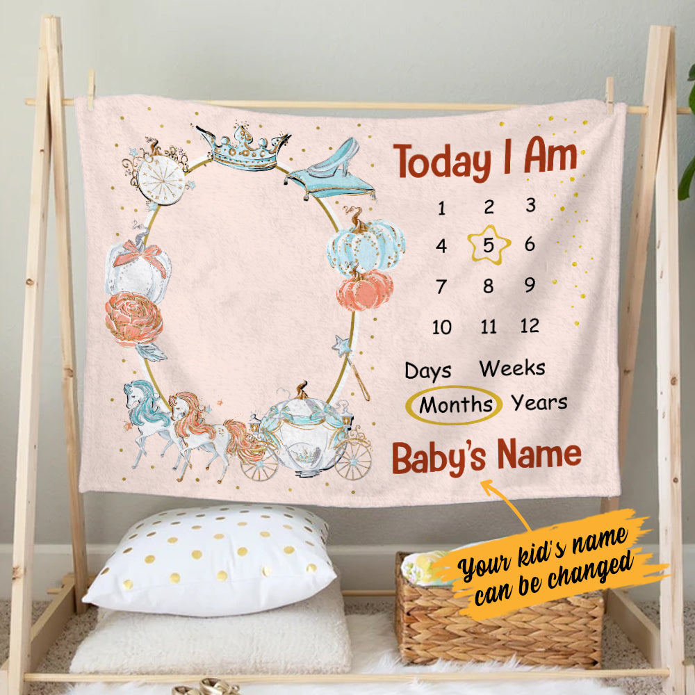 Personalized Baby Girl Milestone Today I Am Blanket - Thegiftio