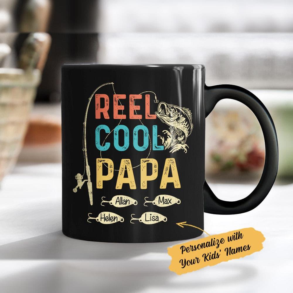 Personalized Papa Fishing FD Black Mug - Thegiftio UK