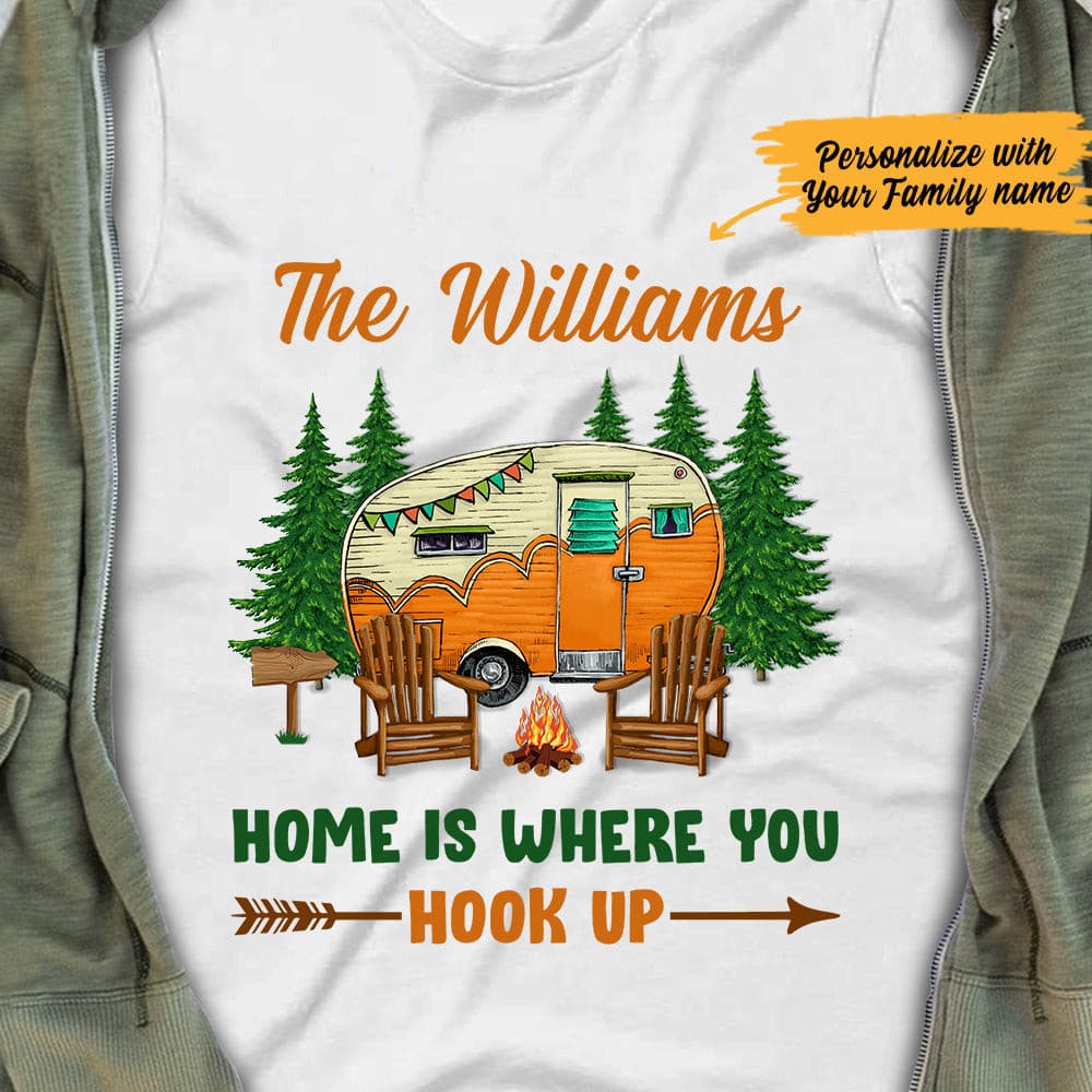 Personalized Camping Family White T Shirt