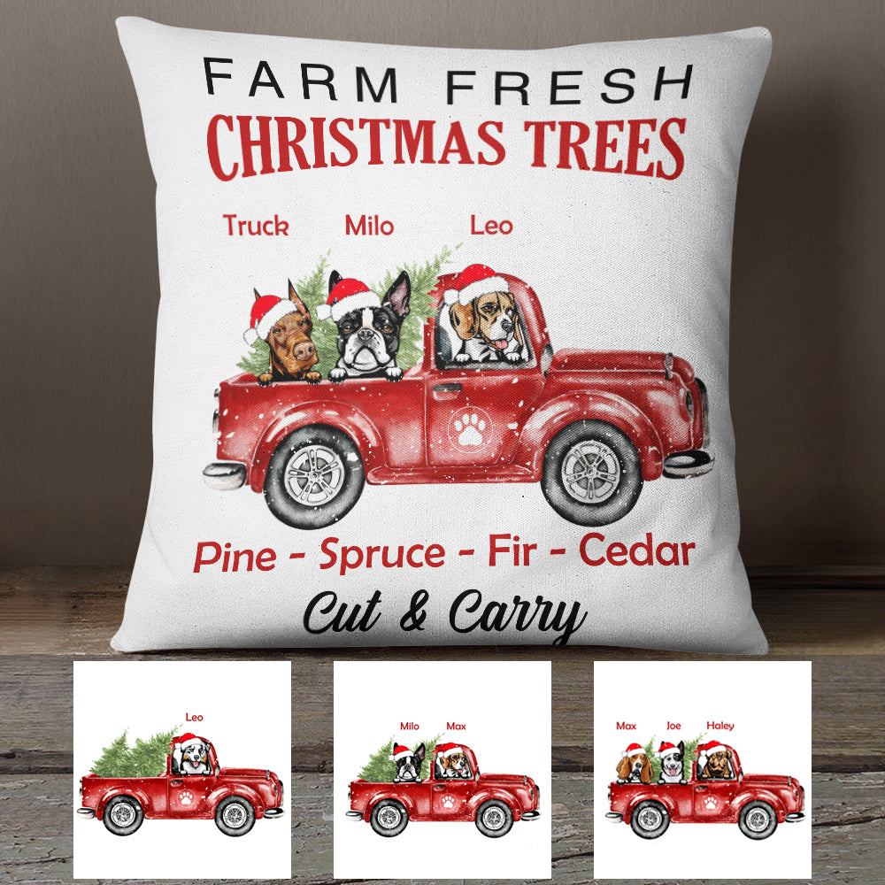 Personalized Dog Christmas Tree Red Truck Pillow Gift For Men Women Christmas Gift Idea