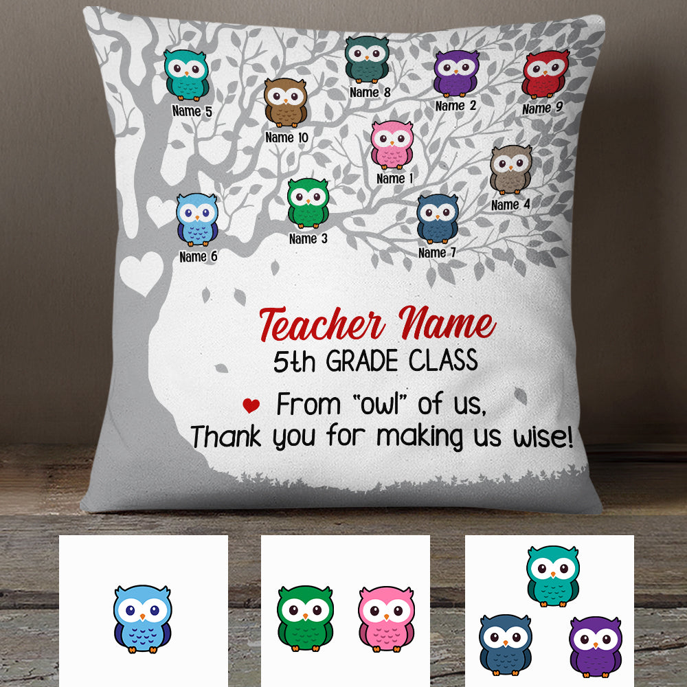 Personalized Teacher Owl Of Us Pillow - Thegiftio UK
