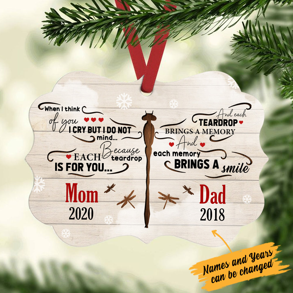 Personalized Christmas Memorial Gift For Family Loss, Dragonfly Memorial Mom Dad Benelux Ornament - Thegiftio UK