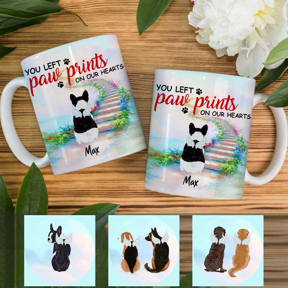 Personalized You Left Paw Prints on My Heart Dog Memorial Mug - Thegiftio UK