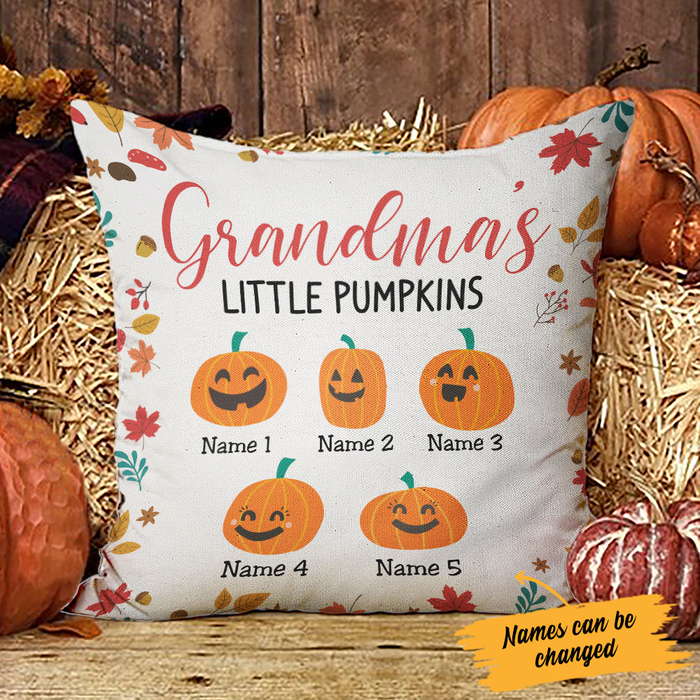Personalized Grandma Little Pumpkins Pillow Halloween Gift Idea For Grandma Nana Gigi - Thegiftio UK