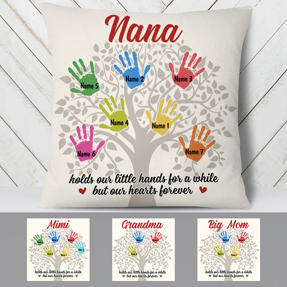 Personalized Grandma Handprint Tree  Pillow