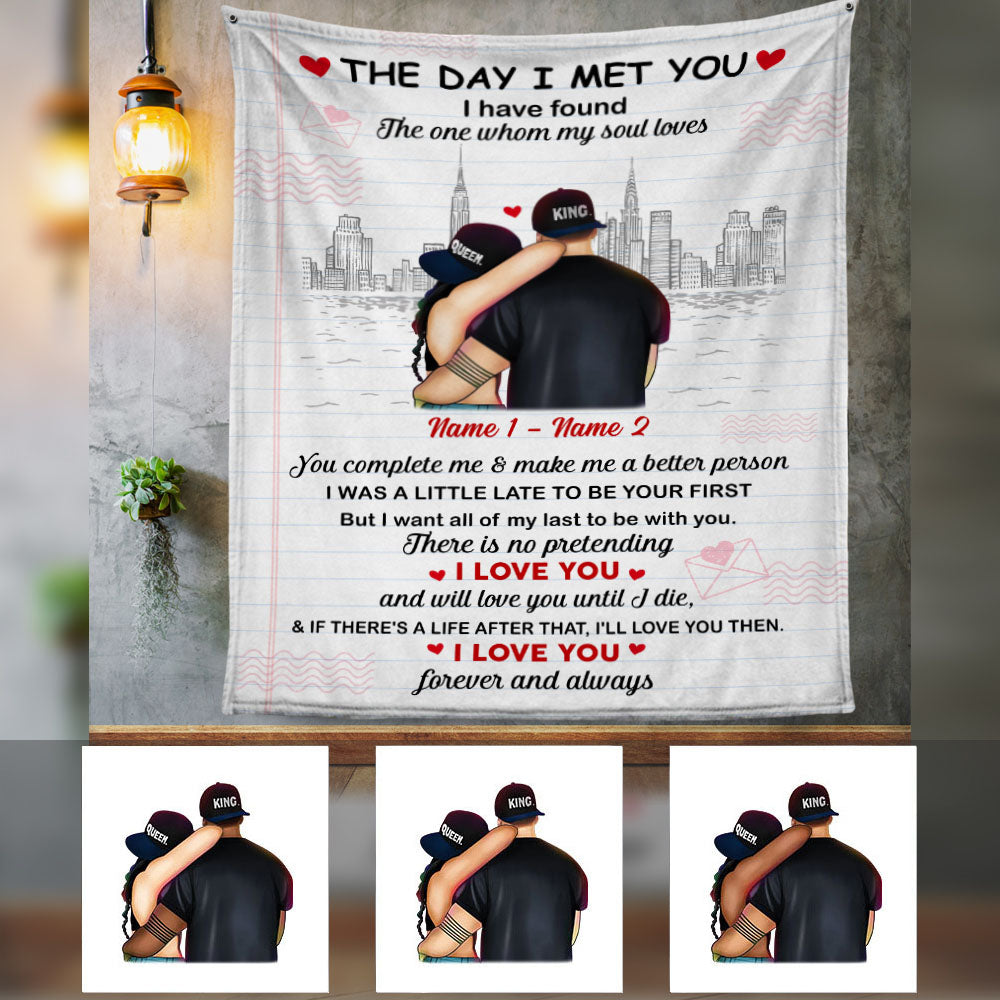 Personalized Couple The Day I Met You Blanket - Thegiftio