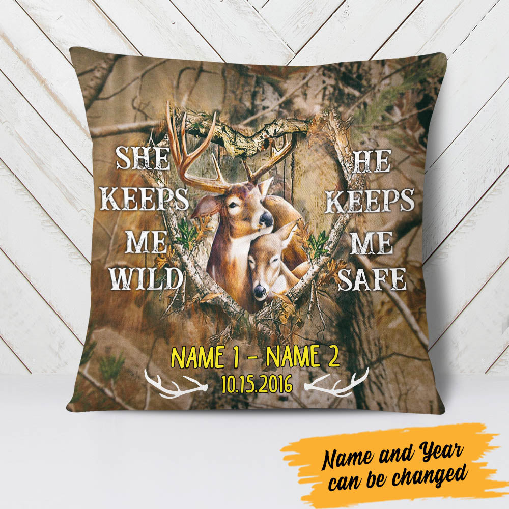 Personalized Deer Hunting Couple Pillow - Thegiftio UK