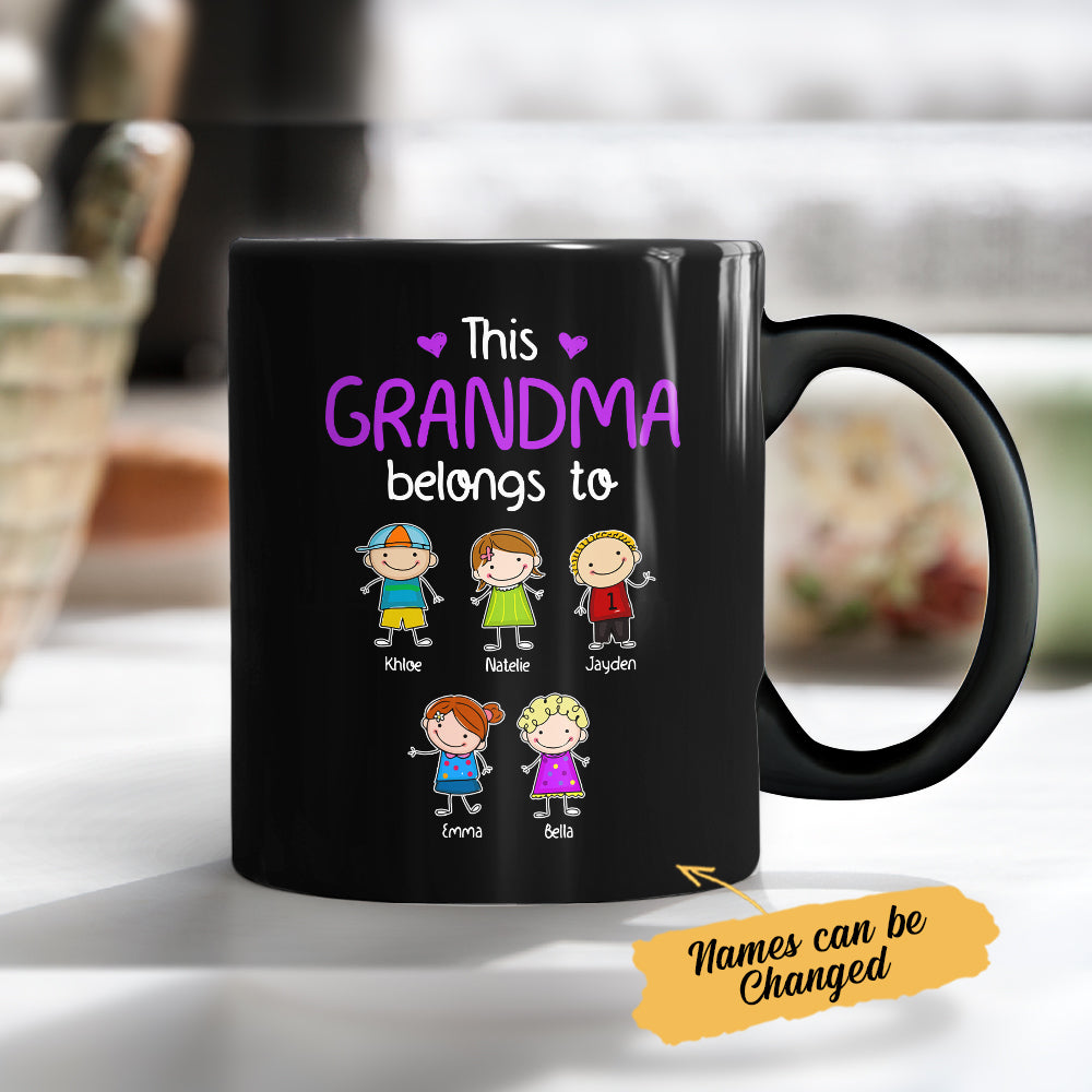 Personalized Grandma Doodle Black Mug - Thegiftio