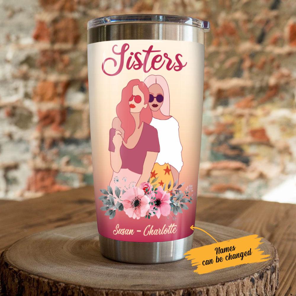 Personalized Girl Friends Connected By Heart Steel Tumbler