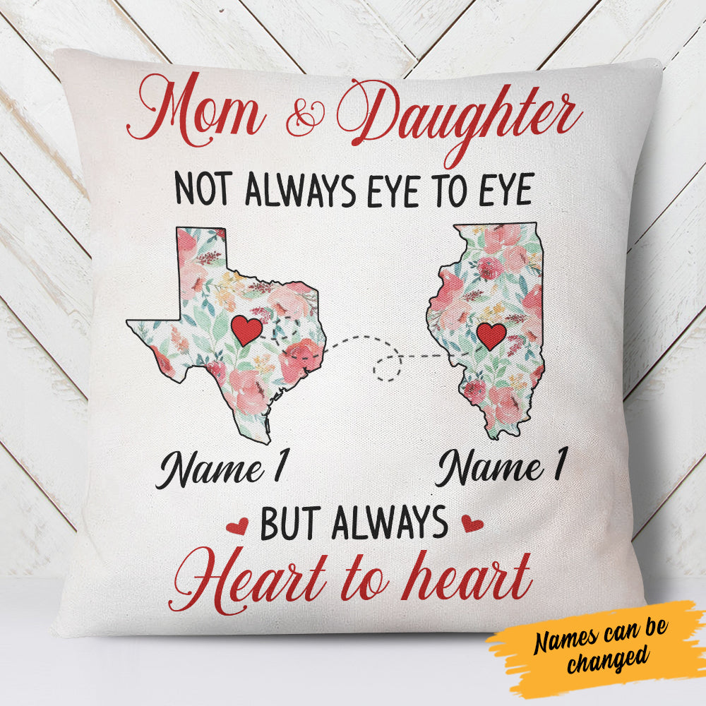 Personalized Heart To Heart Long Distance  Pillow