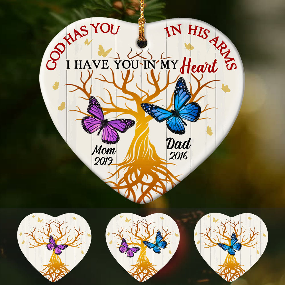 Personalized Sympathy Gifts, In Loving Memory Gifts, Butterfly Memorial I Have You In My Heat Mom Dad Ornament - Thegiftio UK