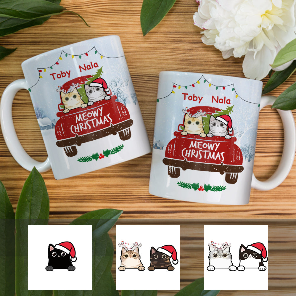 Personalized Meowy Christmas Cat Christmas Mug - Thegiftio UK