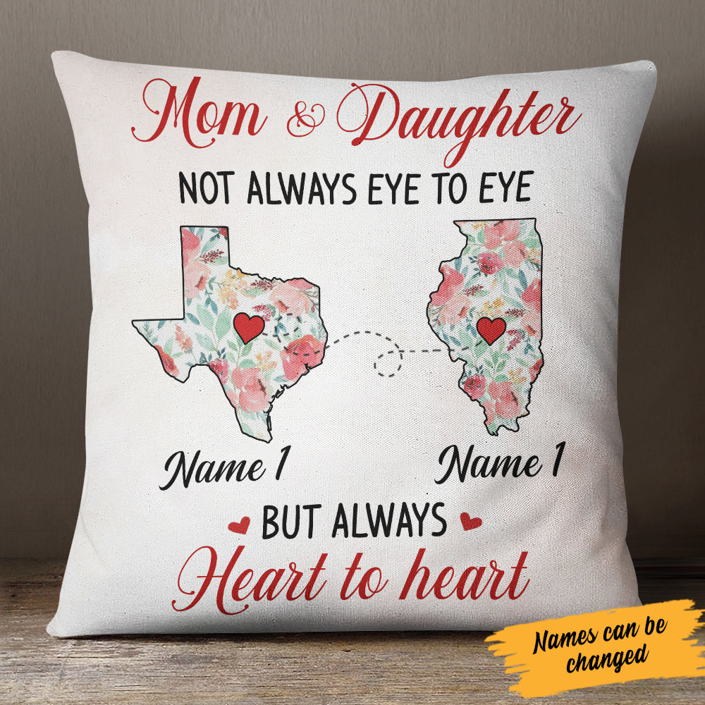 Personalized Heart To Heart Long Distance  Pillow