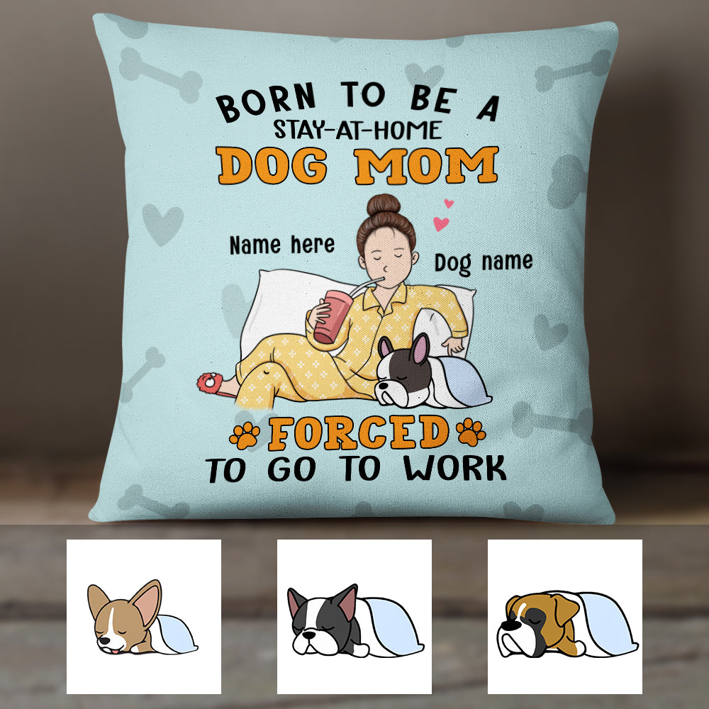 Personalized Born To Be A Dog Mom Pillow - Thegiftio UK