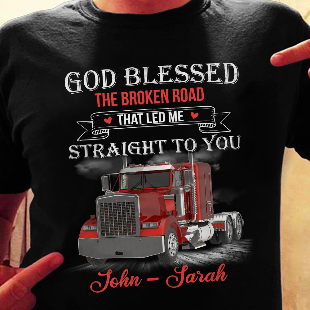 Personalized Truck Couple God Blessed T Shirt TID - Thegiftio UK