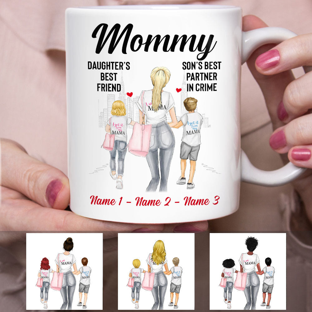 Personalized Mom Daughter And Son Mug