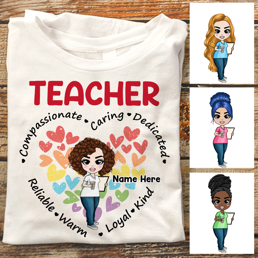 Personalized Teacher Compassionate Caring T Shirt - Thegiftio UK