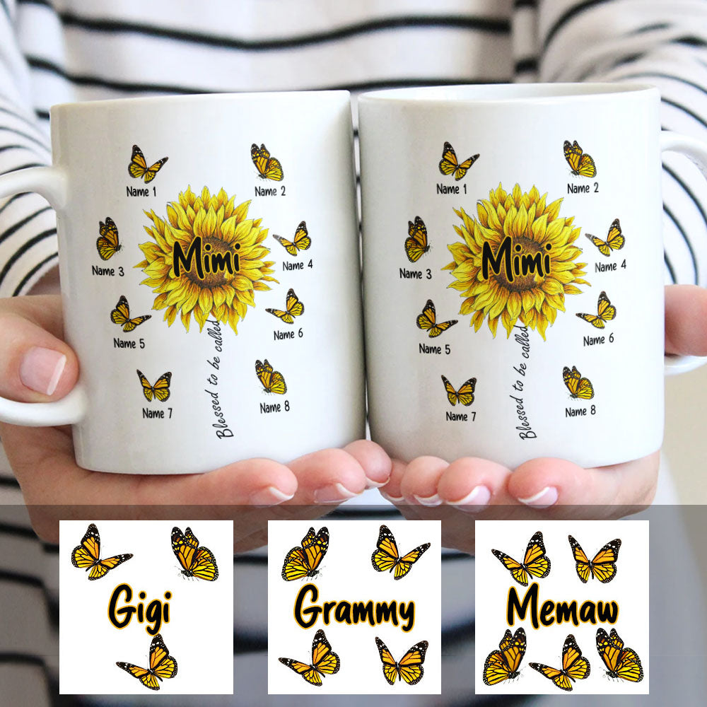 Personalized Mom Grandma Sunflower Mug