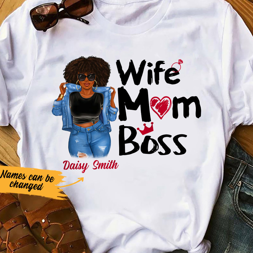 Personalized BWA Wife Mom Boss T Shirt - Thegiftio UK