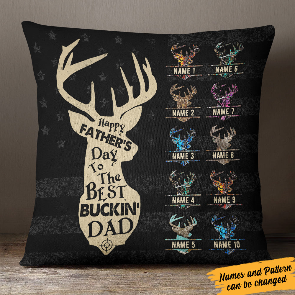 Personalized Hunting Dad Grandpa Fathers Day Pillow