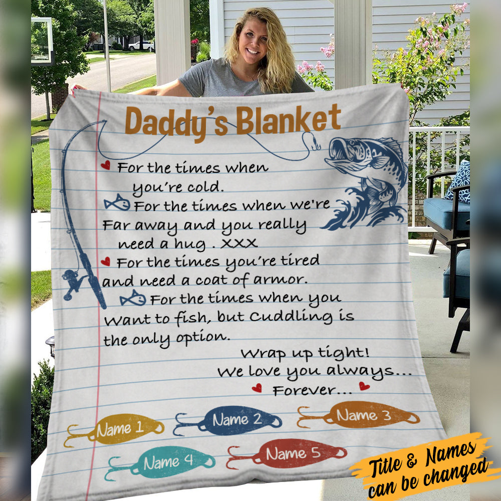 Personalized Fishing Dad Grandpa Blanket