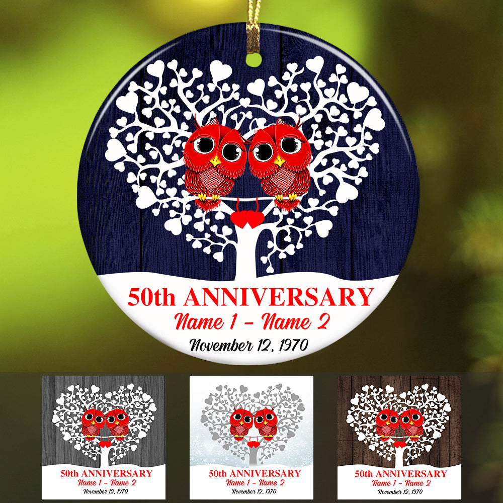 Personalized Wedding Anniversary Owl Couple Ornament - Thegiftio UK