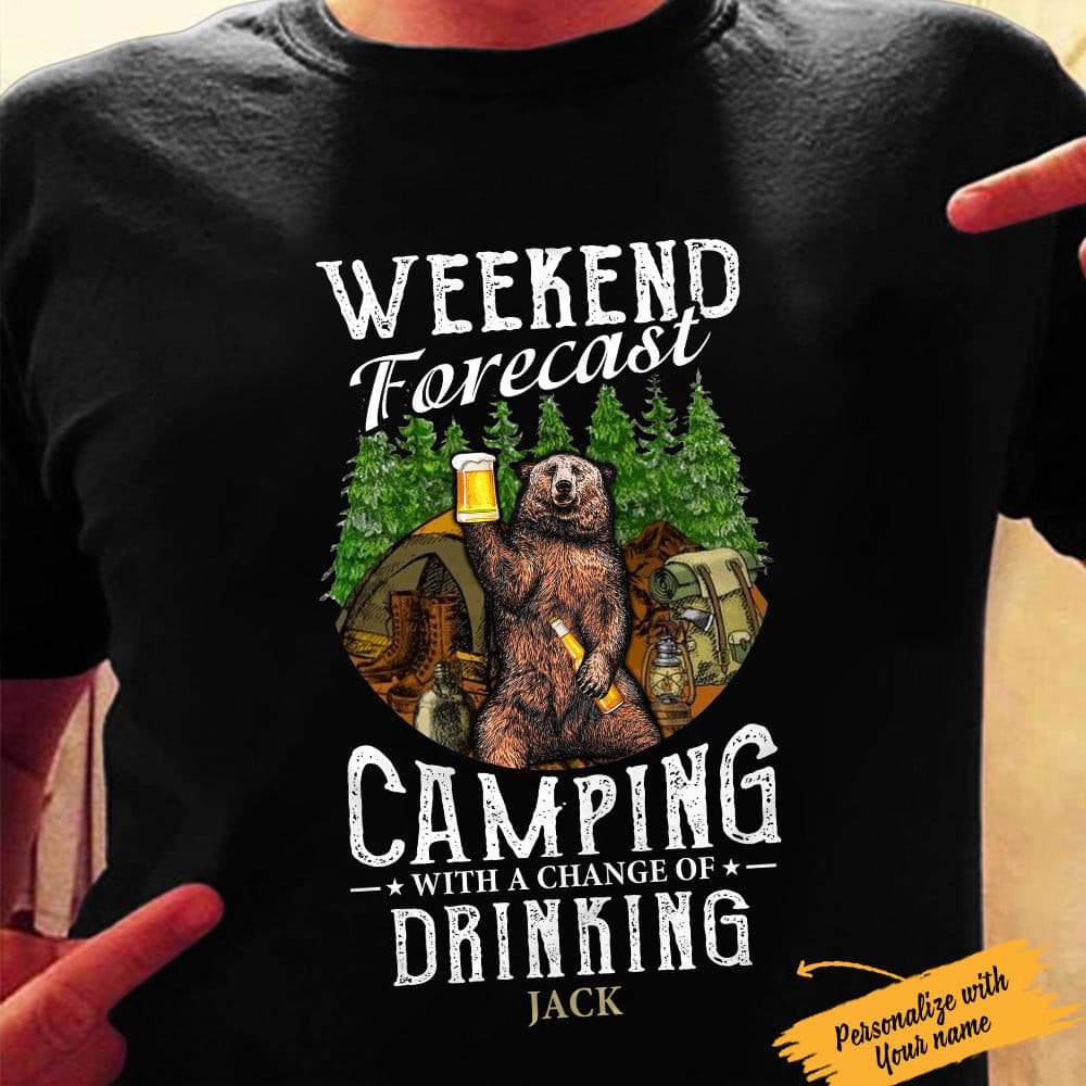 Personalized Camping Bear T Shirt