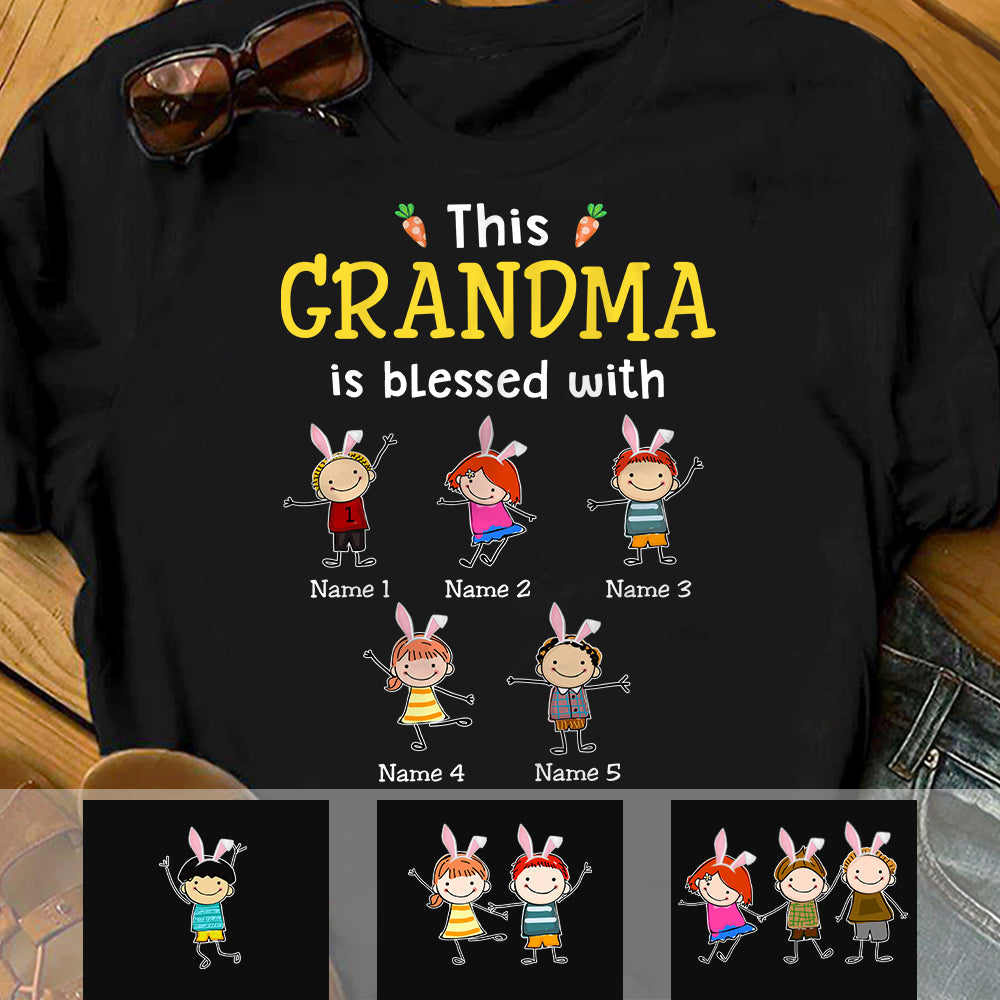 Personalized Easter Blessed Mom Grandma T Shirt - Thegiftio