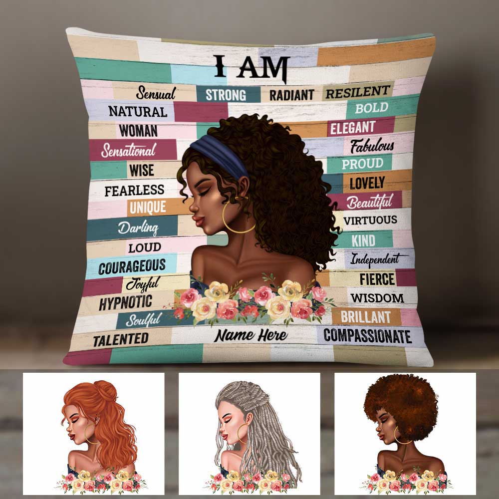 Personalized BWA Girl I Am Pillow Black Girl Strong Unique Wise Independent - Thegiftio UK