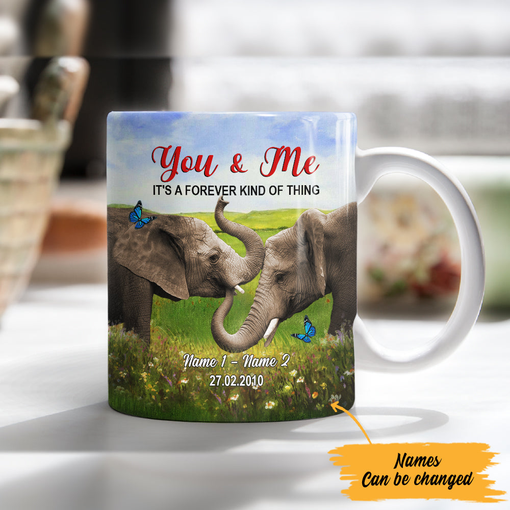 Personalized You And Me Elephant Couple Mug