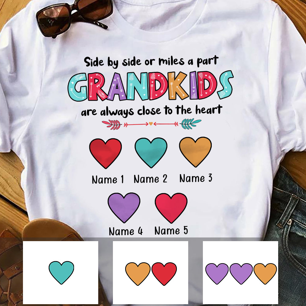 Personalized Grandma Grandpa Heart T Shirt - Thegiftio UK