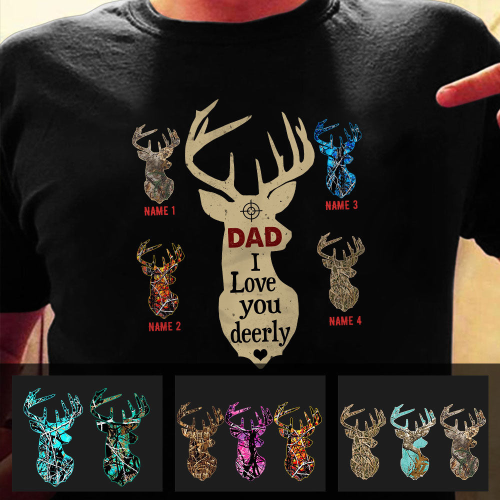 Personalized Love Deerly Dad Grandpa Hunting T Shirt - Thegiftio