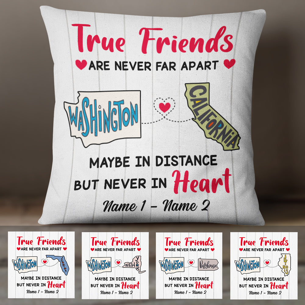 Personalized True Friends Long Distance Pillow - Thegiftio UK